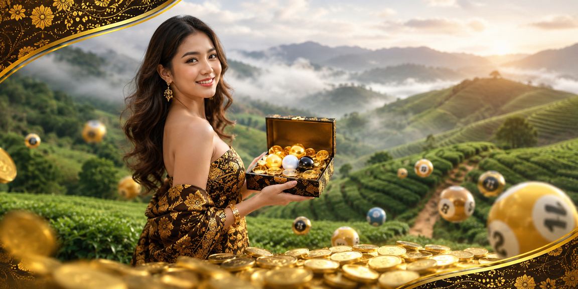Lotre Malaysia dengan warna batik tradisional yang cantik dan berwarna-warni menggambarkan budaya tempatan